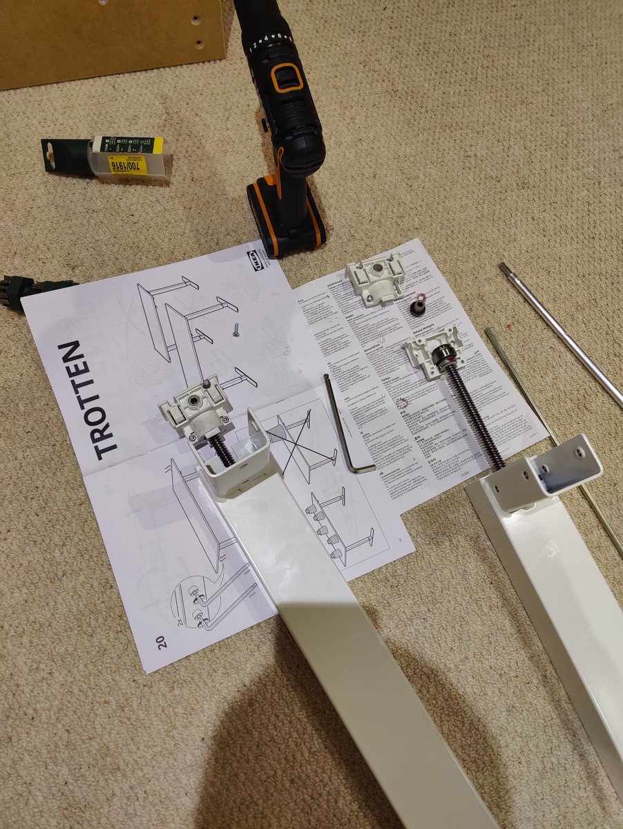willcocks11's tweet photo. @IKEAUKSupport 
 had an issue with Trotten sit/stand desk, bevel gear was in the wrong leg. Does this problem happen often? I luckily identified and was able to fix. Customer service on phone not helpful https://t.co/z1bFcprbLF