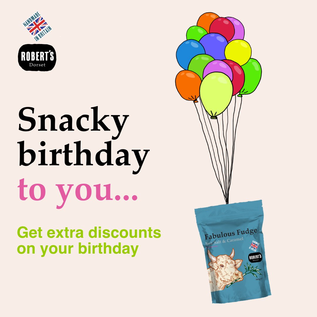 robertsdorset's tweet photo. How about an extra snacky treat on your birthday? 

Create an online account with us, add your date of birth, get discounts on your birthday. 

Sign up or login here: https://t.co/yiEGylrjvZ

#crackling #scratchings #fudge #nuts #cashews #peanuts #seasoning #pankocrumb #snacks https://t.co/ZiINVtksxT