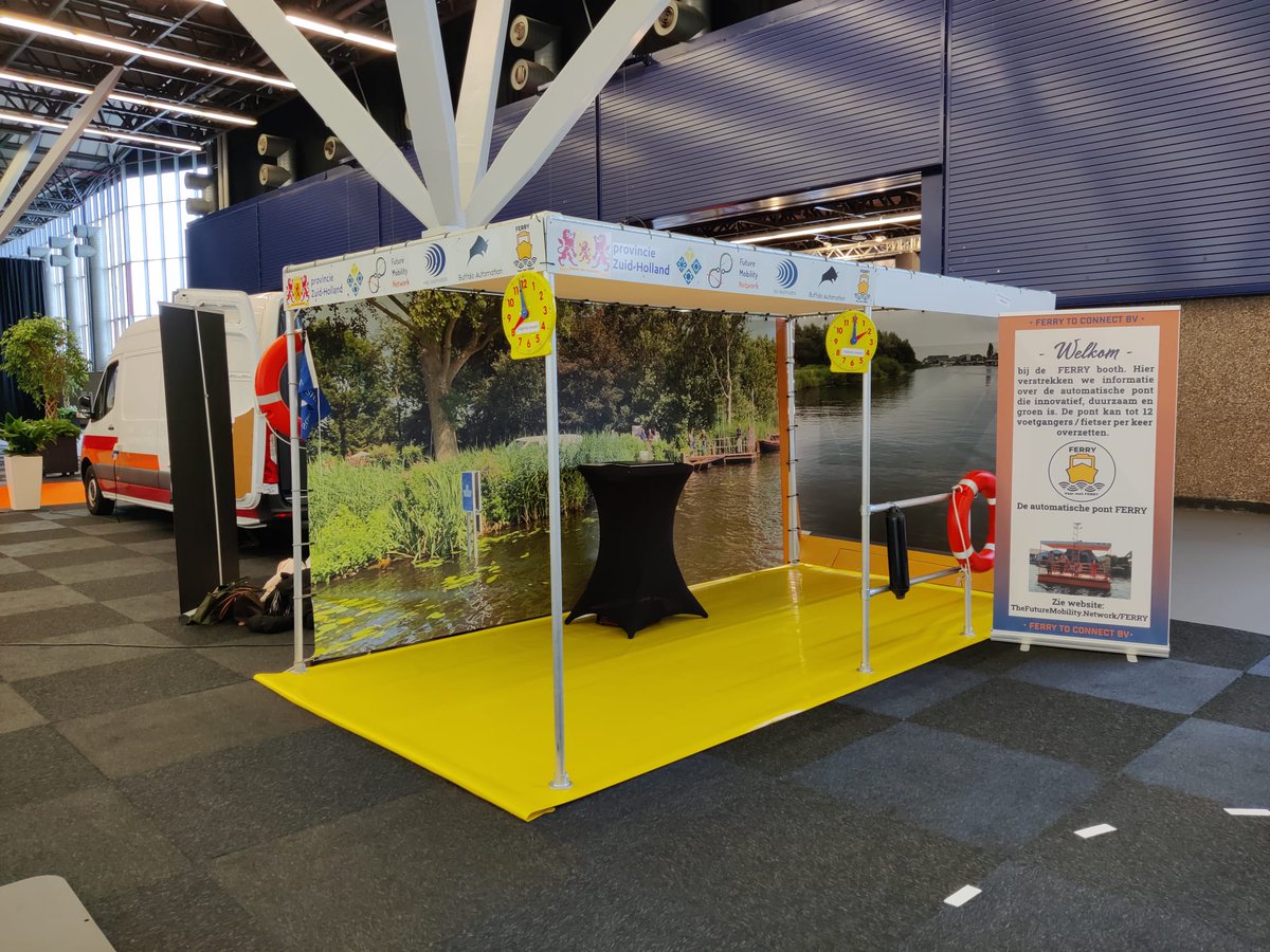 Deze week op de beurs Intertraffic in de RAI te Amsterdam: de automatische pont ‘FERRY’, een gezamenlijke ontwikkeling van The Future Mobility Network en NG Shipyards.