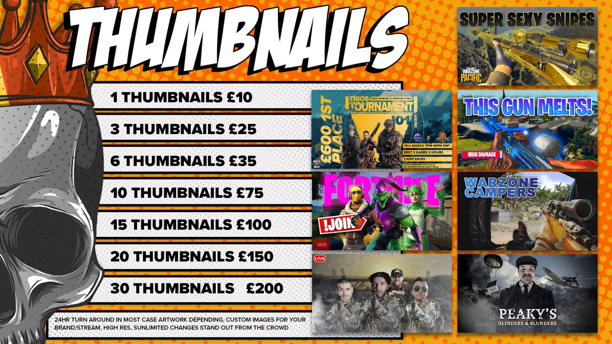 KingMatW's tweet photo. thumbnails designs for @MRFATAL96 @cobley_1 @Royzagaming join the gang and get your thumbnails designs NOW #thumbails #design #designer #graphicdesigns #graphicdesigner #youtube #facebookgaming #twitch https://t.co/0RCGe8Zzcx
