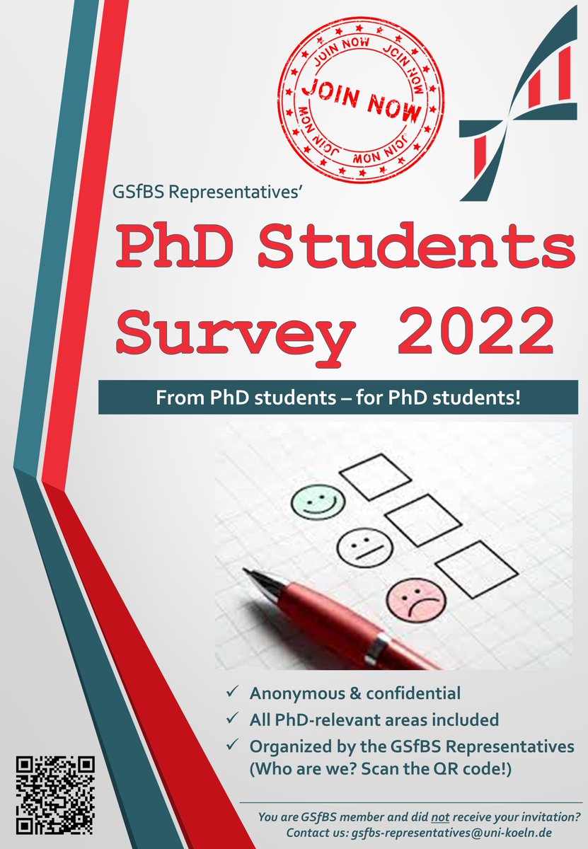 michaelbell156's tweet photo. Finally, our survey is out!
It is made for everybody who is member of the Graduate School of Biological Sciences (GSfBS) and working as a PhD student at the Department of Biology, @CECAD_, @MPIAGE, @MPI_Metabolism, at CMMC, at @UKKoeln, or somewhere else at @UniCologne! https://t.co/z6zki01P54