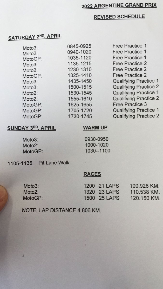 mzoerweg's tweet photo. New schedule for #ArgentinaGP! No track action on friday https://t.co/YUlKOMhVDN