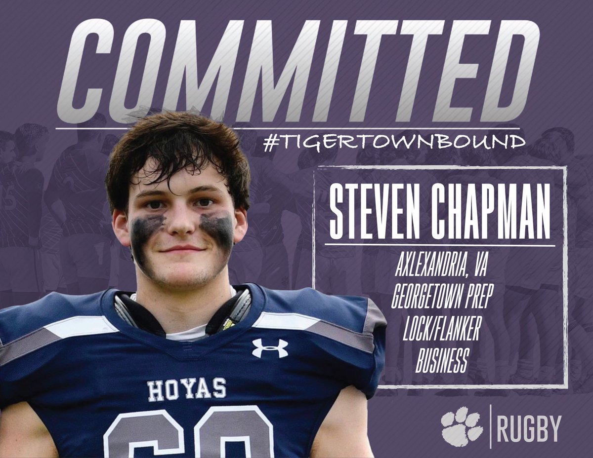 Welcome Steven Chapman from Alexandria, Virginia. Steven plays flanker/lock for Georgetown Prep. We look forward to seeing you in Clemson next semester! 

"I chose clemson because of the great academics and beautiful campus."

#clemson2026 <a href="/CRF_Rugby/">Clemson Rugby Fndn.</a>