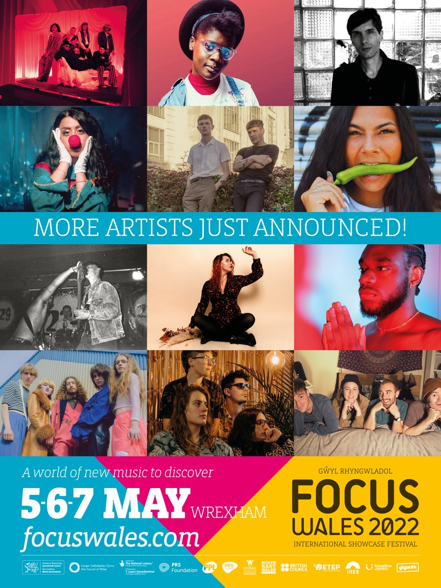 50 more artists just announced for FOCUS Wales 2022 in #Wrexham this May! 🎪 Including new acts from Canada, Estonia, Germany, Ireland, and Spain 🌏 joining over 250 artists performing across 20 stages 💫  Get tickets at focuswales.com <a href="/visitwales/">Visit Wales 🏴󠁧󠁢󠁷󠁬󠁳󠁿</a> <a href="/ThisIsWrexham/">This Is Wrexham</a> <a href="/wrexham/">Wrexham.com</a>