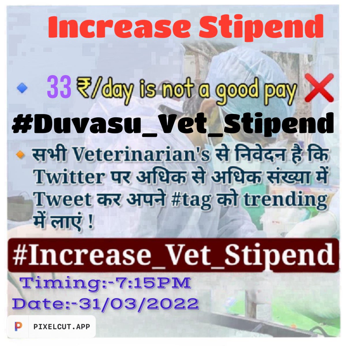 #Increase_Vet_Stipend
#Duvasu_Vet_Stipend
<a href="/dharampalbjpmla/">Dharampal Singh</a> <a href="/girirajsinghbjp/">Giriraj Singh</a> 
<a href="/myogiadityanath/">Yogi Adityanath</a> <a href="/PMOIndia/">PMO India</a> <a href="/presidentVCI/">Dr. Umesh C Sharma</a> <a href="/PRupala/">Parshottam Rupala</a> <a href="/drsanjeevbalyan/">Dr. Sanjeev Balyan</a> <a href="/rakesh22440/">Dr R K Shukla</a> @dmmathura7512 <a href="/ptshrikant/">Shrikant Sharma</a> <a href="/Hemamalinimp_ls/">HemaMaliniMP_Office</a>