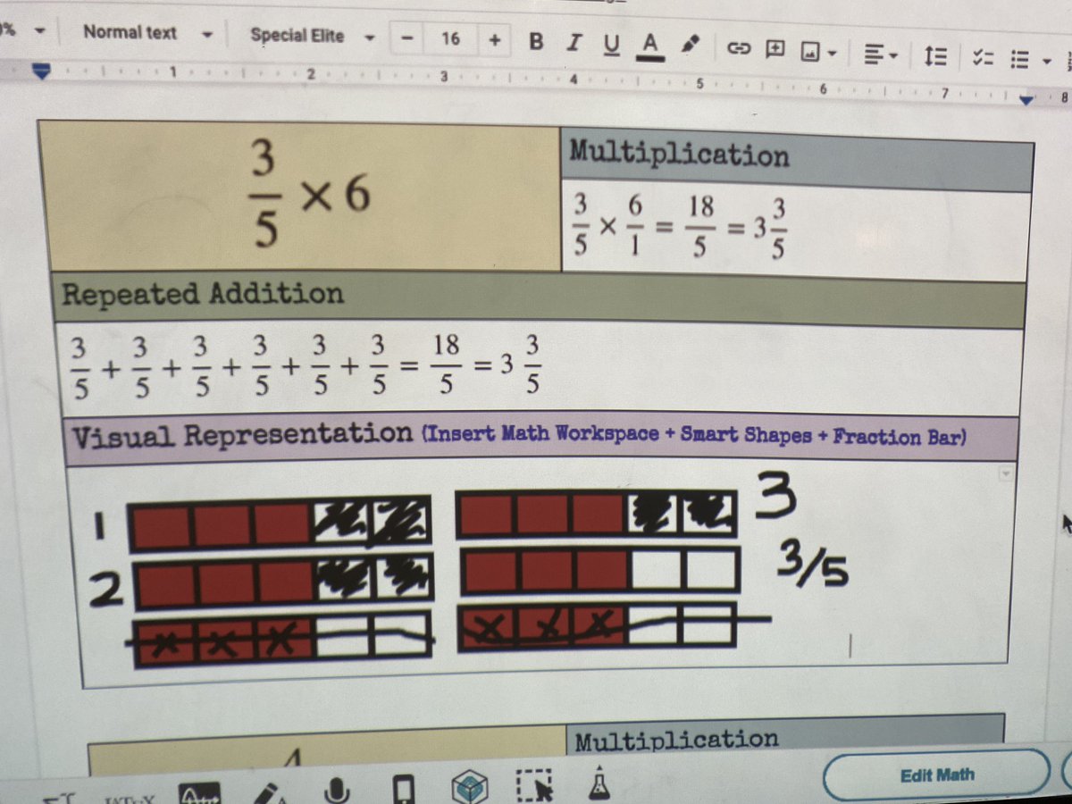 MrsMG_ocsb's tweet photo. 5/6B is expertly using #Equatio to multiply fractions by whole numbers using different strategies!🔢 #ocsb #ocsbMath https://t.co/SAfVdC1Sei
