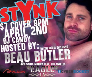 EagleLAOfficial's tweet photo. STYNK is back Saturday April 2nd with SPECIAL GUEST Falcon Media Exclusive @BeauButlerXXX.  

9pm @EagleLAOfficial with DJ Candy 

Can you smell it?
@LACigarDad #STYNK https://t.co/LQvkwCQWoI