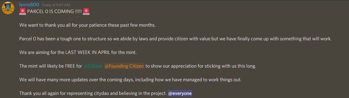 0xcarlisle's tweet photo. Everyone expected @CityDAO to keep the same momentum it did when it first acquired the property in WY, but the foundation wasnt built yet. Now theres a council, guilds, and the drop for the original land is happening

Excited for the future because the ball can get rolling again https://t.co/QECGnU012G