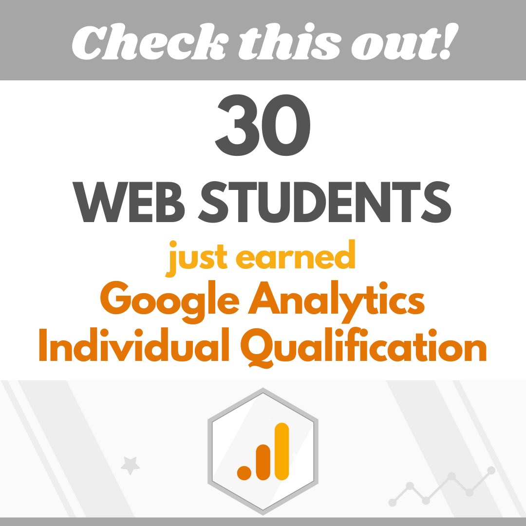 WakeTechGRD's tweet photo. Bravo to the 30 WEB students who just earned their Google analytics individual qualification! 

#googleanalyticsindividualqualification #waketechstudents #waketechweb #nevernotlearning https://t.co/zqXkfZgvfk
