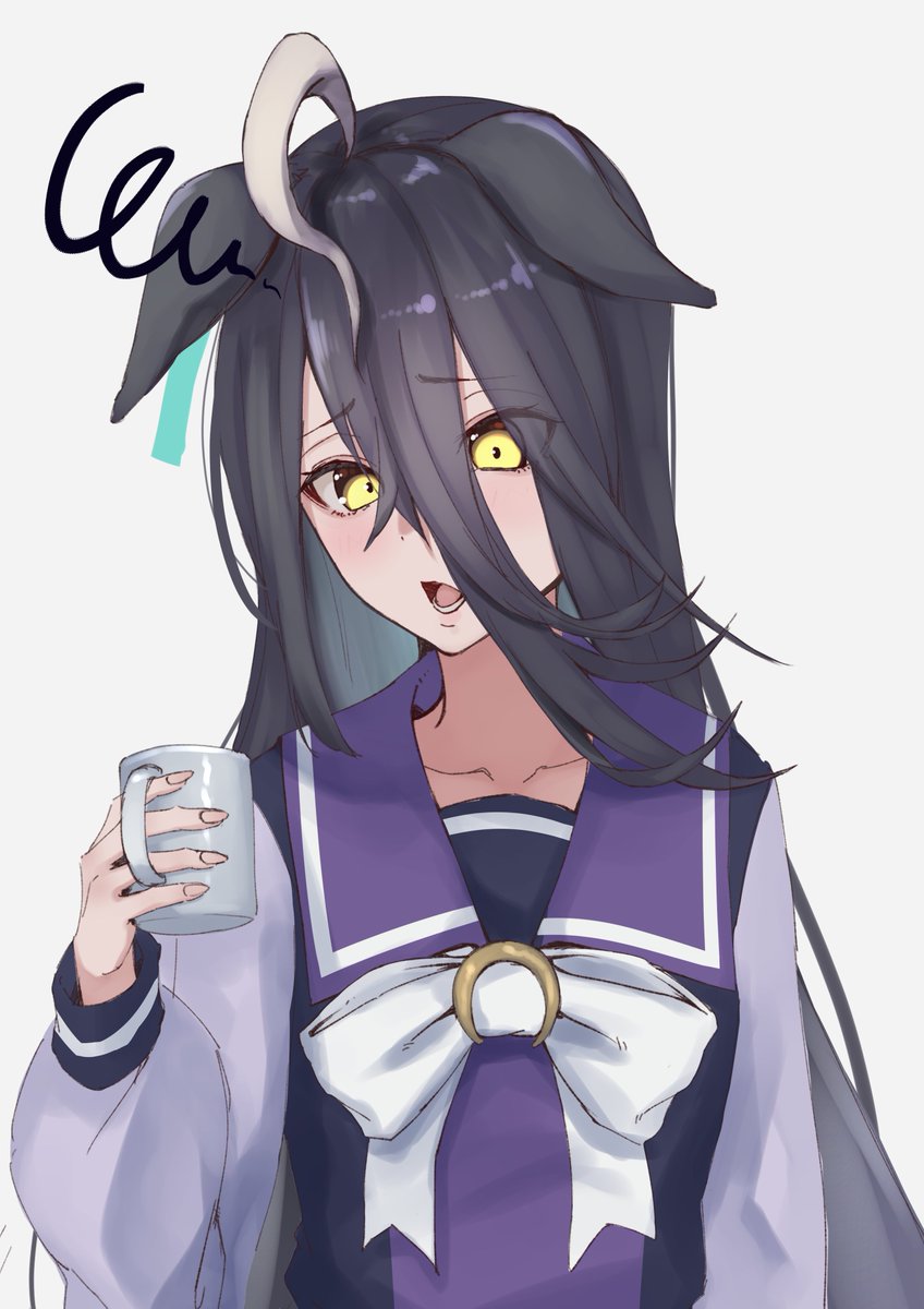 マンハッタンカフェ(ウマ娘) 「紅茶の罠?
#ウマ娘 #マンハッタンカフェ 」|だんぼるのイラスト