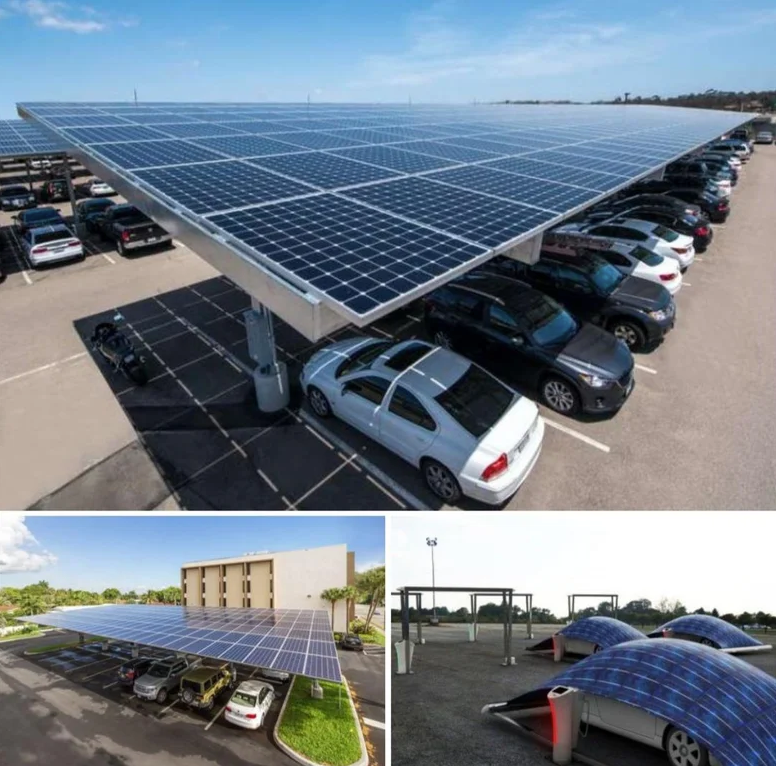 Rainmaker1973's tweet photo. A typical Walmart supercenter has a 5-acre parking lot, and it’s a wasteland, especially if you have to sweat your way across it under an asphalt-bubbling sun. Put a canopy over it, though, and it could support a 3-megawatt solar array [read more: https://t.co/WGVWBOCb1v] https://t.co/t8LCyqPzqd