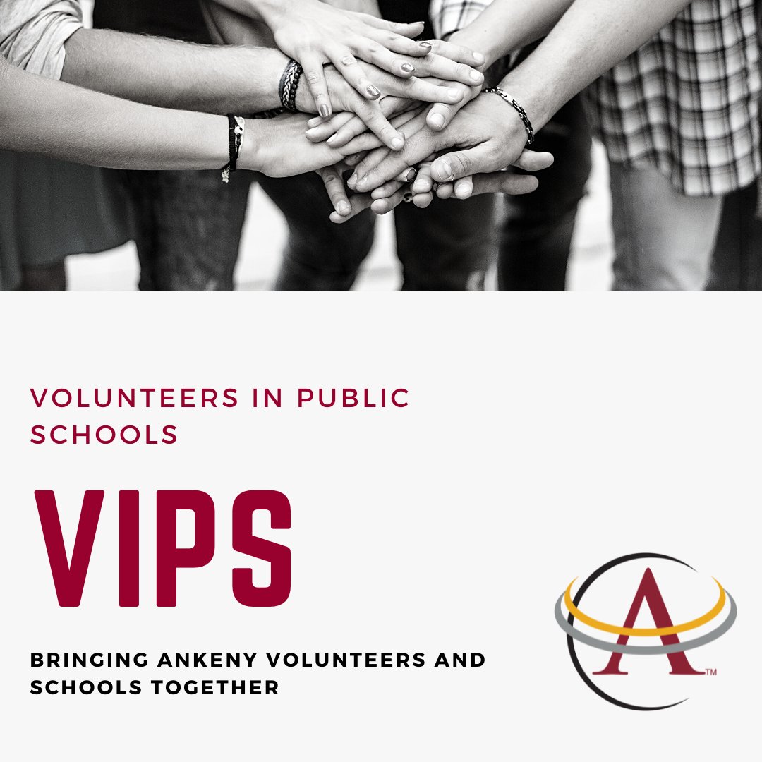Our new volunteer program, VIPS, is live!  Volunteers in Public Schools, or VIPS, is a new way to match enthusiastic, caring volunteers with the Ankeny school buildings that need them. Ready to join the Ankeny VIPS? Find more info here: ow.ly/mFC650IwoTP