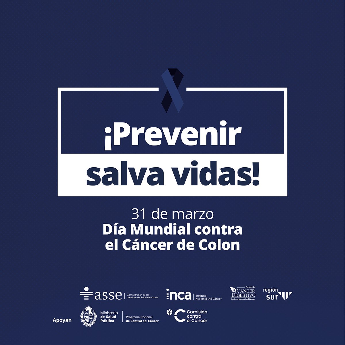 MSPUruguay's tweet photo. En el marco del Día Mundial contra el Cáncer de Colon se realiza una jornada de entrega de test de sangre oculta en materia destinada a usuarios de todos los prestadores de salud, entre 50 y 74 años.

📅 Hoy
🕘 Hasta las 13:00 horas
📍 @INCA_ASSE - Joanicó 3265 https://t.co/s4O4132B7v