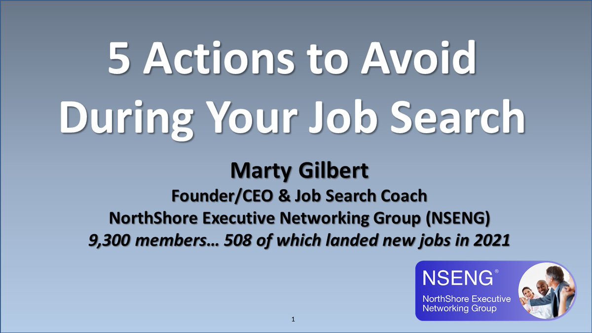 MartyGilbert_'s tweet photo. https://t.co/LOr0Wby9E8: Here's a link to my brief presentation on "5 ACTIONS YOUR SHOULD AVOID DURING YOUR JOB SEARCH". Too many job seekers take a conservative, traditional approach… here are a few suggestions.
#JobSearch #interviewtips #linkedintips https://t.co/EHfVZyN9ro
