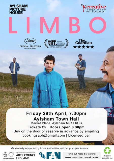 Our next film is the lovely Limbo on Friday 29th April - a wry and poignant observation of the refugee experience centring on Omar, a young Syrian musician awaiting the outcome of his asylum application on a Scottish island. More details: aylshampicturehouse.com/our-current-se… Screening info: