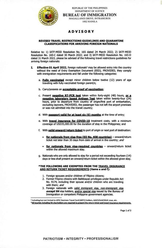 UniteUsInPH's tweet photo. TRAVEL ADVISORY from @BIHelplinePH 

Please be informed #UniteUsInPH, specially those coming from visa-required countries this April 1. https://t.co/46gVv7c65o