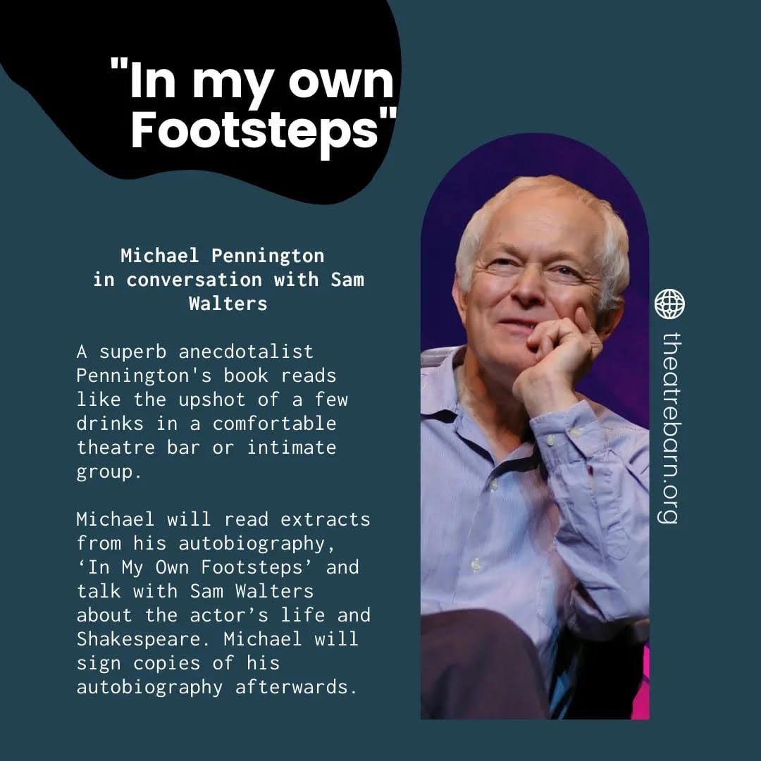 <a href="/Theatrebarn1/">Theatrebarn</a> presents Michael Pennington 24th April at 10.45am
For more information click on the link below.
ow.ly/zZ8v50Ix9P9