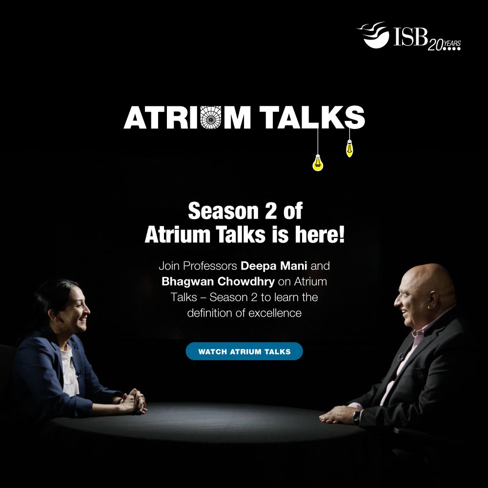 ISBedu's tweet photo. In Season 2, the focus is on how to build, scale and sustain excellence - both Individual and Organizational Excellence. In this episode, @Prof_Dee and @bhagwanUCLA focus on three fundamental principles of excellence.
▶️ https://t.co/yUF1m7FxIc
#AtriumTalks #ISBFaculty https://t.co/PsPsD5uJB0