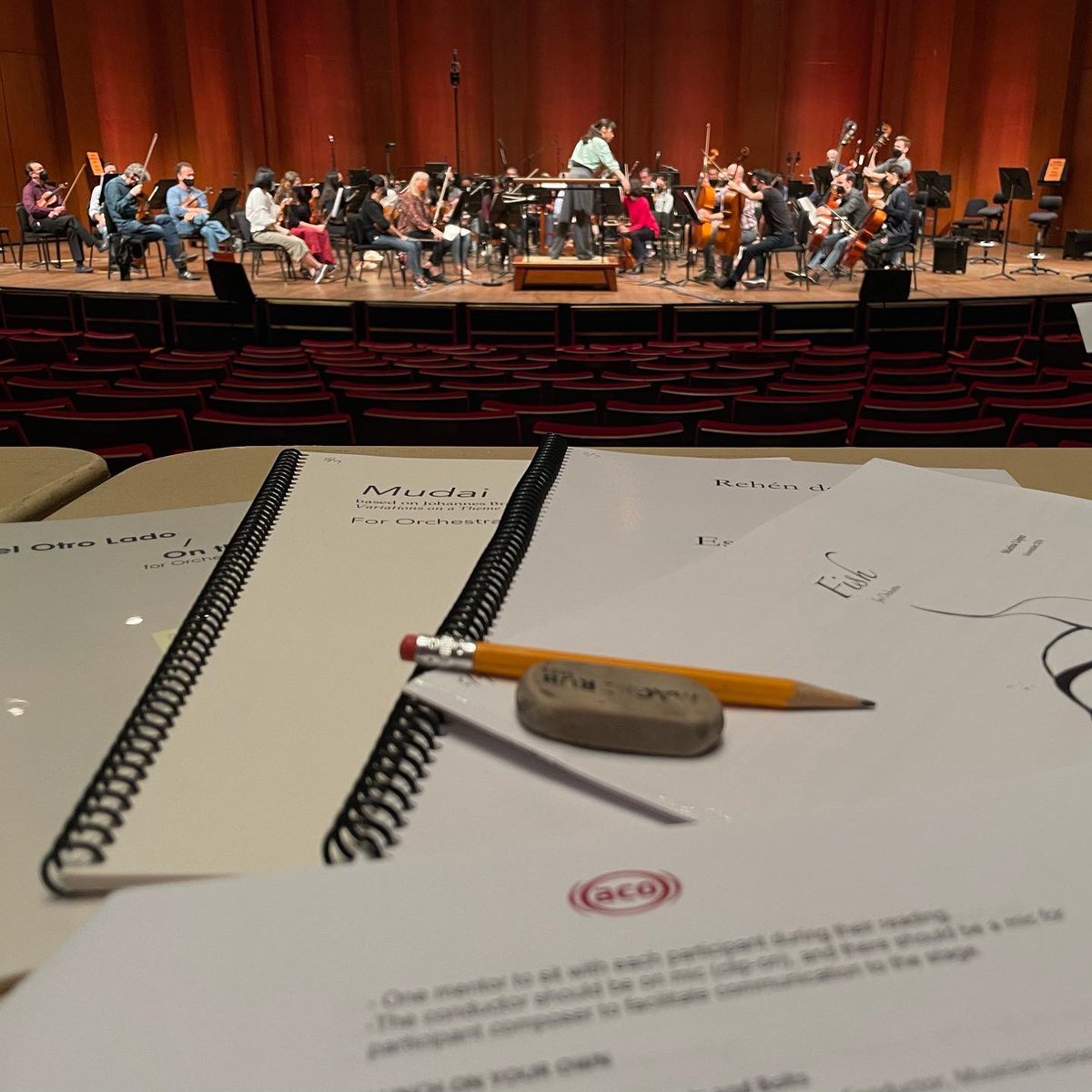 jimmylopezmusic's tweet photo. #EarShot 2022! Thank you @AmerCompOrch & @HouSymphony for facilitating this rewarding exchange with a younger generation of composers; Conductor #YueBao for leading the reading sessions; & fellow mentor composers @dbermel & @GOrtizcomposer for their professionalism & generosity. https://t.co/lpxwoELcVw