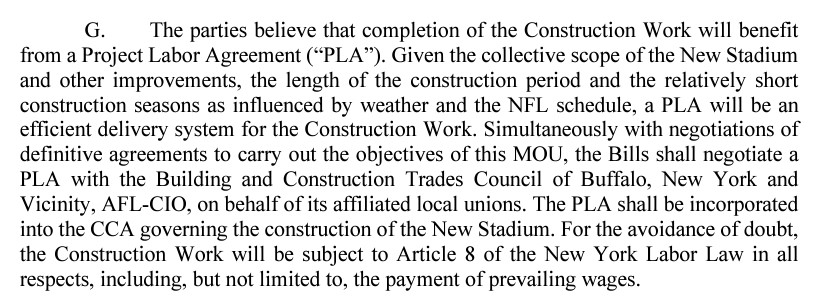 markpoloncarz's tweet photo. One of the key terms I fought hard to get in the new Bills Stadium Agreement is it is to be built under a project labor agreement with the Buffalo Building Trades Council. This will ensure that our hard-working WNY men and women of organized labor benefit from our investment. https://t.co/l3lU2m6Q3P