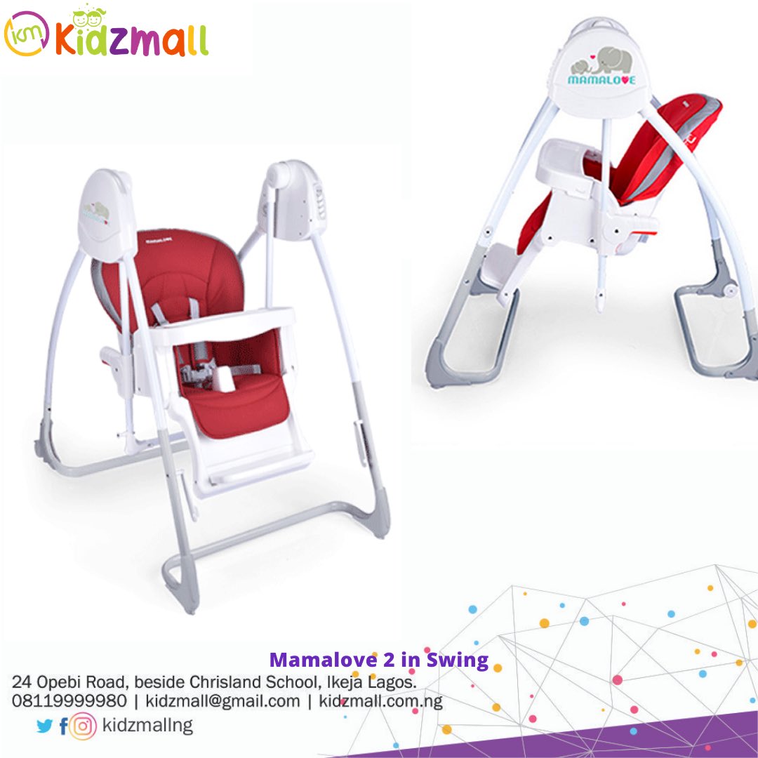 kidzmallng's tweet photo. Mamalove 2 in 1 Swing 
Description 
Suitable age: 6 m+
Multi-use swing and high chair.
3 Speeds adjustment provide low and high speed choice.
2 Position reclining the seat back.
Safety with brake pads in the rear wheels.
Removable and washable seat pad makes the pad clean and https://t.co/9UOKKvMUHP