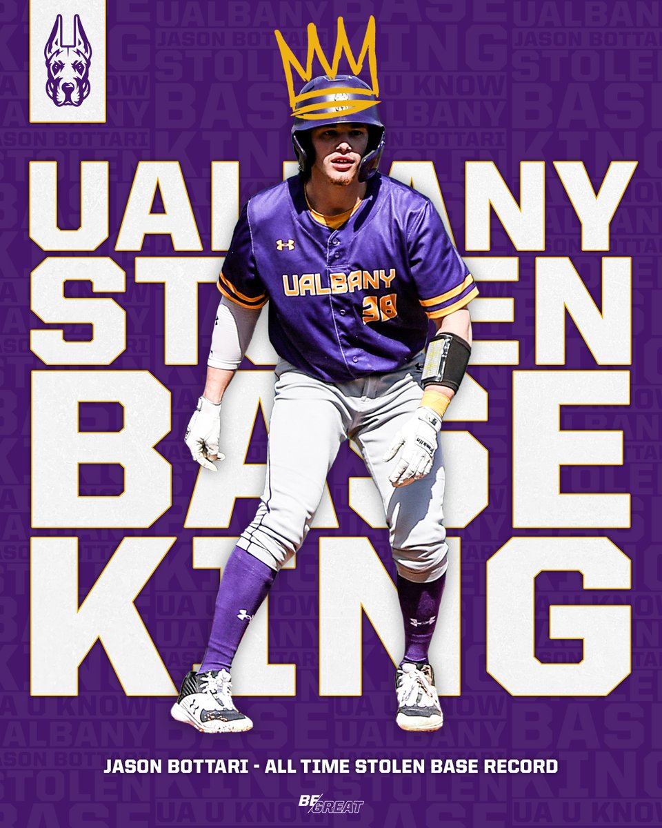 Speed. He is Speed. 💨

It's official - <a href="/jason_bottari/">Jason Bottari</a> now has more stolen bases than any other player in UAlbany history! 🔥

#BeGreat #AEBase
