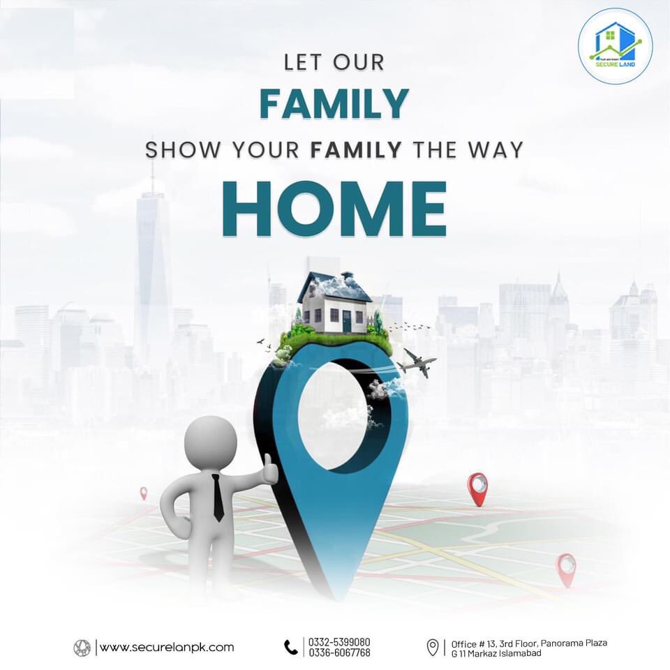 securelandpk's tweet image. "LET OUR FAMILY, Show your family the way home."
.
Contact Us 
☎️ 03325399080, 03366067768
——
🏢 Securelandpk
.
🗺️ 𝗢𝗳𝗳𝗶𝗰𝗲 # 13, 3rd Floor, Panorama Plaza, G 11 Markaz Islamabad
🌐 securelandpk.com
.
#securelandpk #secureland