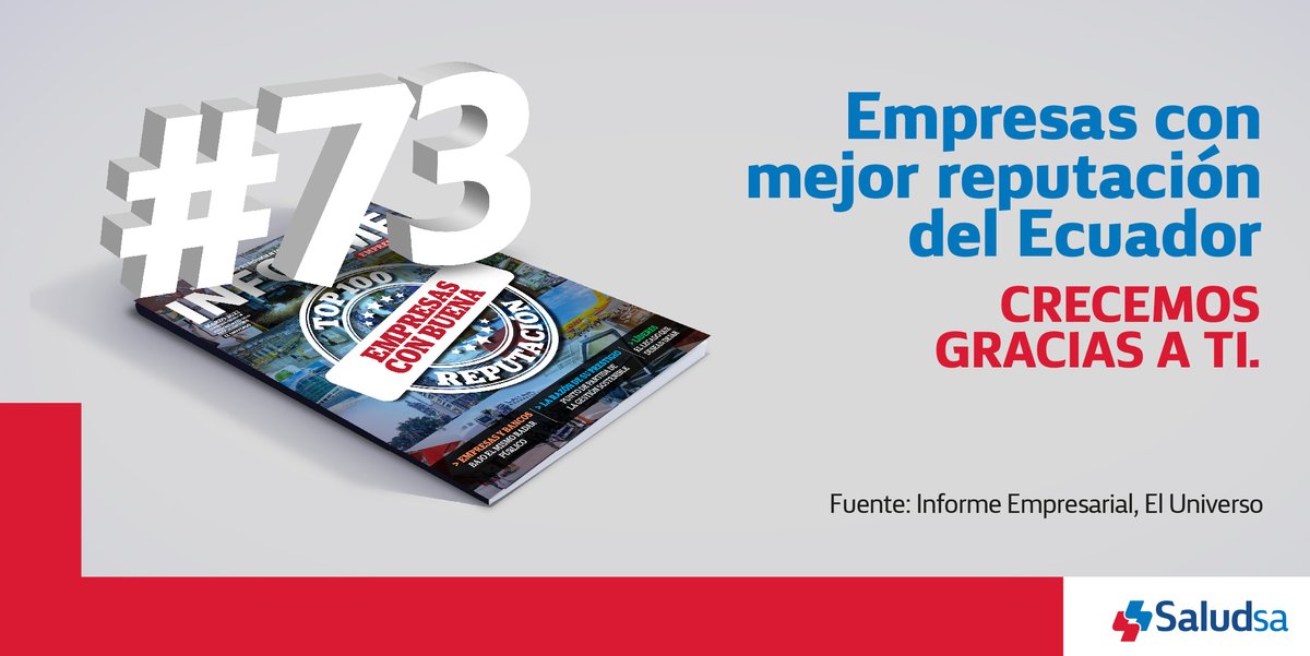 Esaludsa's tweet photo. La reputación se construye gracias al trabajo, compromiso y transparencia de cada día. Gracias a la confianza de cada uno de nuestros clientes, por quienes somos la empresa líder en medicina prepagada del país. https://t.co/Ecw5uULj2P