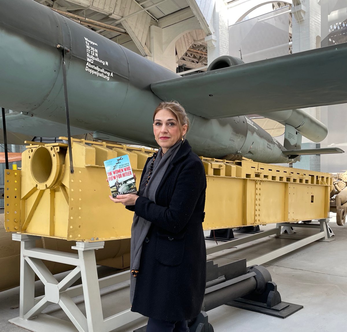 Back filming at @IWMDuxford again today! That's a #V1 #buzzbomb #doodlebug behind me, a manned version of which was flown by #HannaReitsch. The only other female nazi #testpilot, #MelittaVonStauffenberg worked on #stukas, but also tried to kill Hitler... #TheWomenWhoFlewForHitler