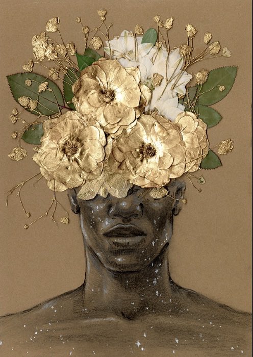 TshikambaM's tweet photo. My painting “On the third day” watercolor and dried florals 2021 (sold) https://t.co/aT6Wv7DYvQ