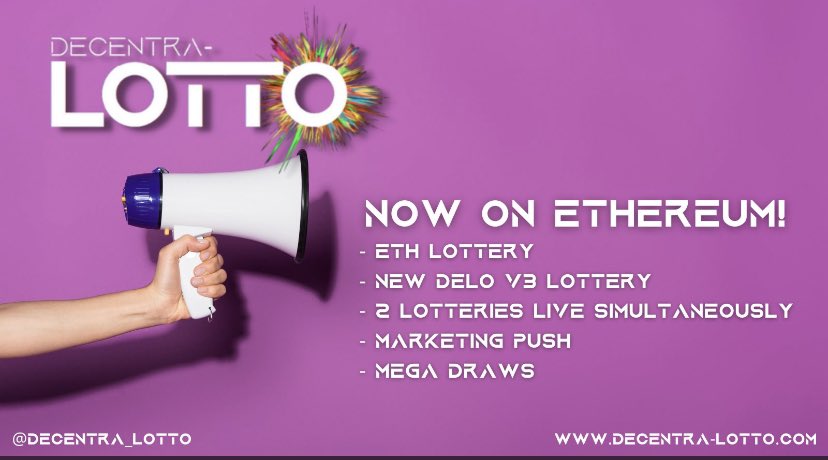 For all you ETH lovers out there Decentra Lotto $DELO has just launched 🍾🍾🍾

$SAFE $DOGE $HOGE $FEG $PAID $SHIB $HUSKY $POODL $WOLFY $TDEF $YDOGE $SPMK $WENR $ROGE $ROOM $UMB $MATIC $DOT $ADA $BTC $LTC $AVAX $DOGE $PAID $HTR $CELL $LABS $FILE $KYL $ELON $ENJ $CHZ