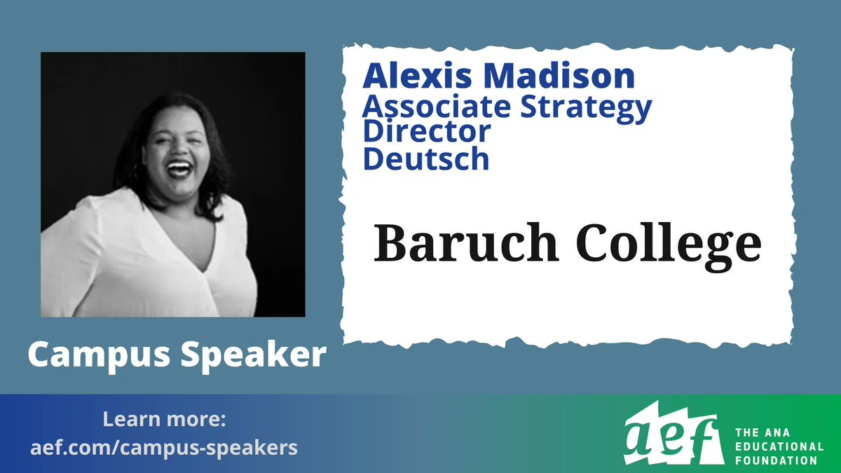 AEFNYC's tweet photo. Alexis Madison of @Deutsch_NY will speak with students from @BaruchCollege about marketing foundations today. #LearnWithAEF https://t.co/rerlv4hDMz