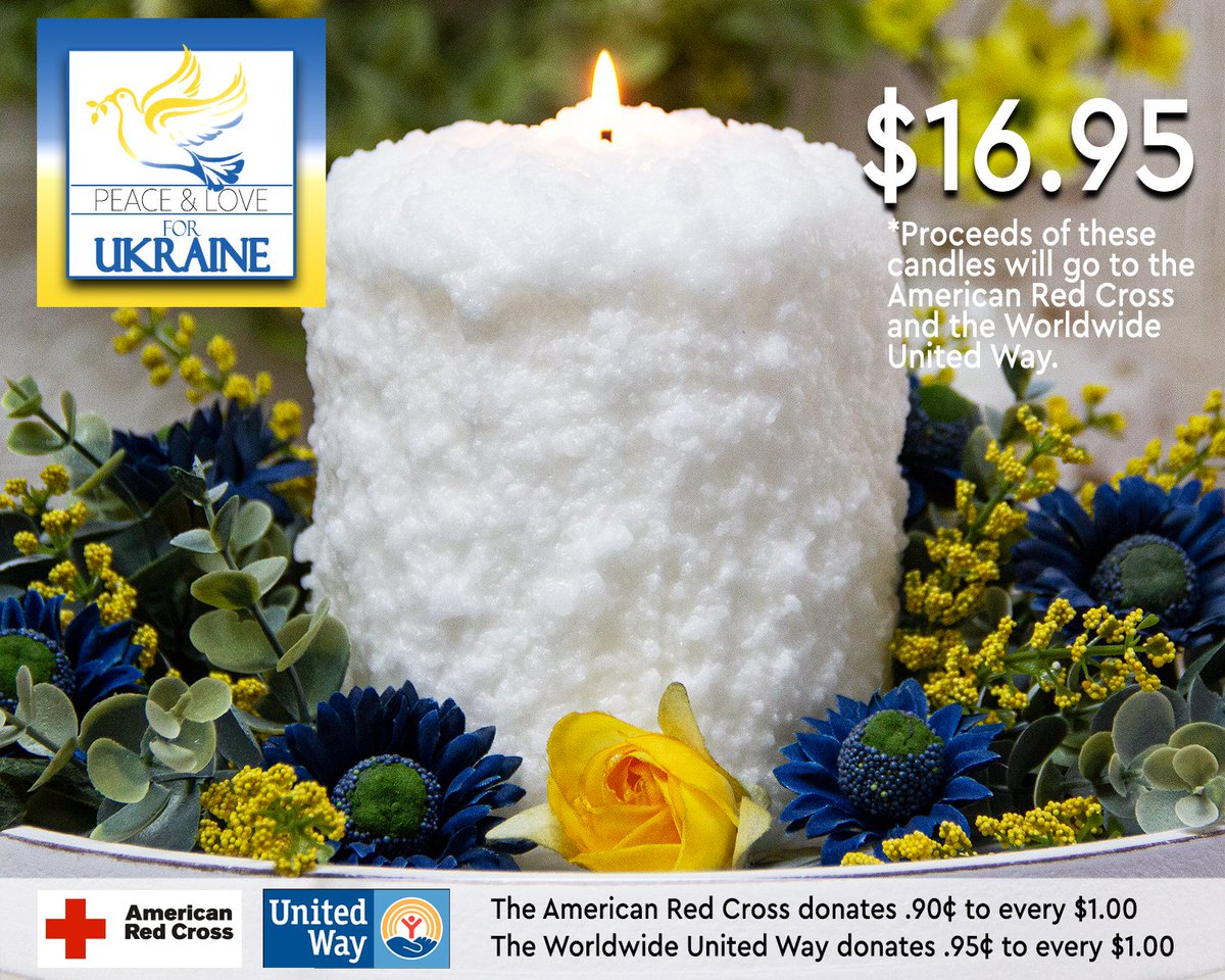 🇺🇦❤️Help support the people of Ukraine by purchasing a Peace &amp; Love for Ukraine candle. Proceeds of these candles will go to the American Red Cross &amp; the Worldwide United Way. 🇺🇦❤️
These candles can be purchased now at the store or online at warmglow.com