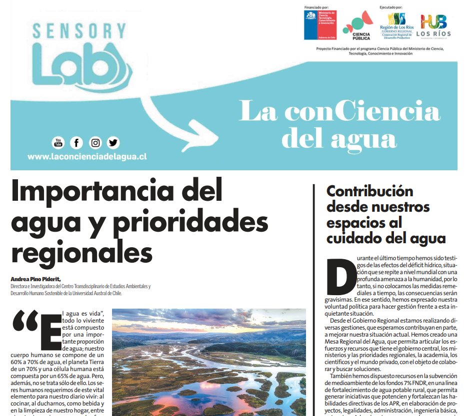 ciencia_cl's tweet photo. El diario Austral de #Valdivia destacó al proyecto #SensoryLab, que busca generar una experiencia única a las familias para valorar el #agua y las ciencias que se desarrollan al respecto. Si te interesa conocer más, lee la nota en: https://t.co/BlIiHQWfeR https://t.co/XpxSdA3mUu
