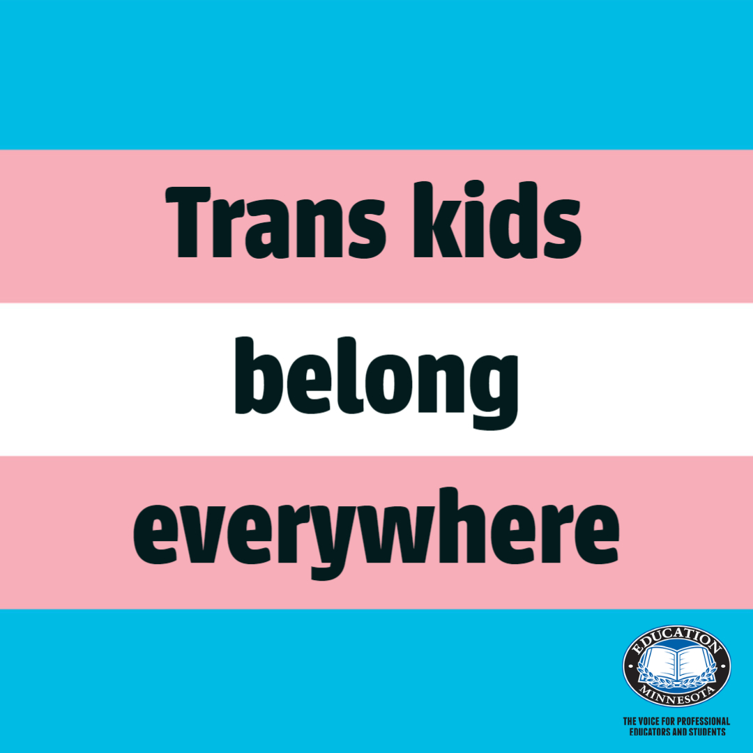 EducationMN's tweet photo. To our transgender students on #TransDayOfVisibility: we see you, we support you🏳️‍⚧️
#mnleg #TransRightsAreHumanRights #TransIsBeautiful https://t.co/3QIjZROy0D