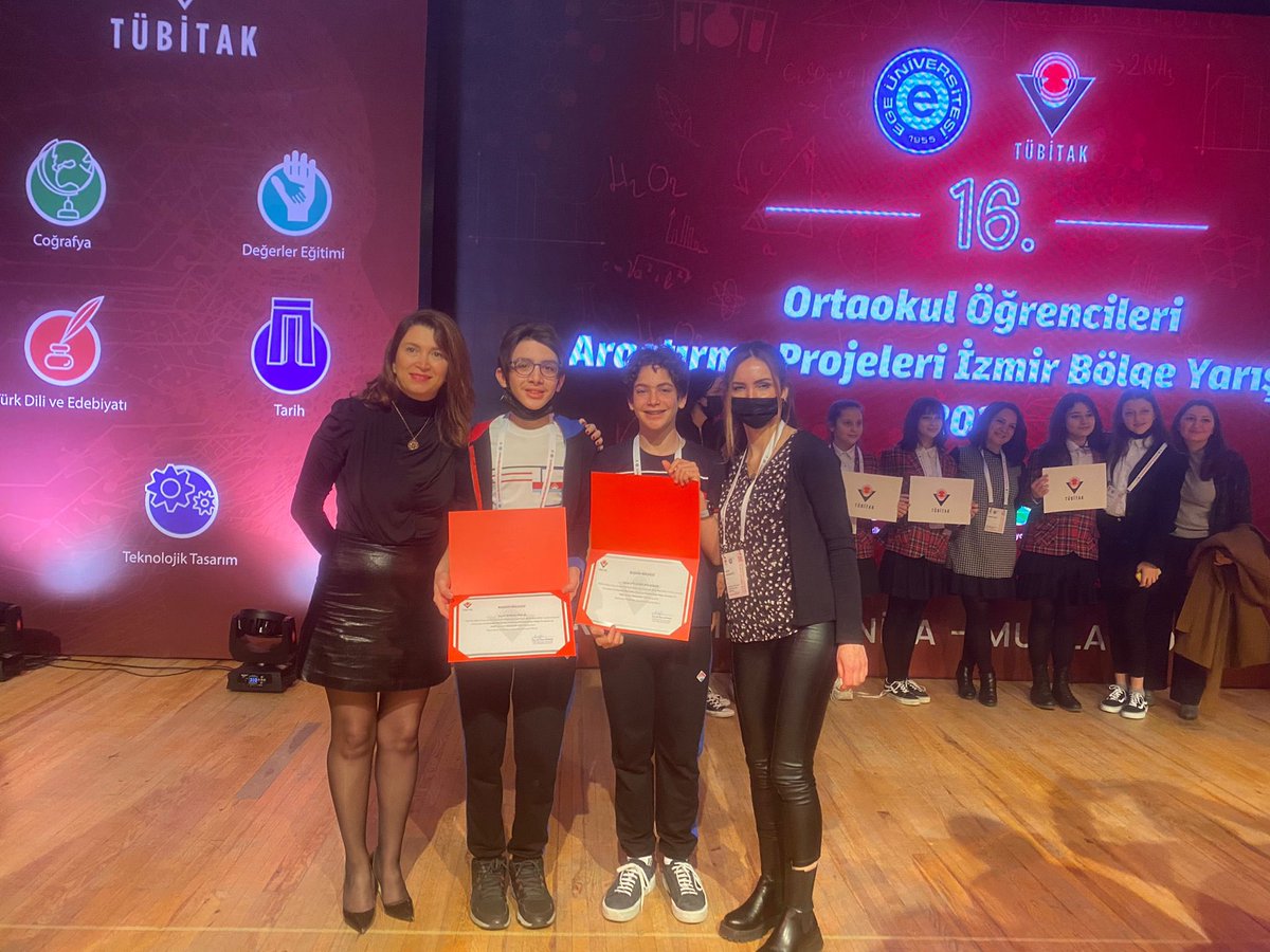 zerrinaltunkaya's tweet photo. TÜBİTAK Ortaokul İzmir Bölge Yarışması 1. si öğrencilerimiz Burak Kışlal, Atlas Efe Bölükbaşı danışman öğretmenimiz Hale Kiremitçi’yi tebrik ederim. https://t.co/xfbx5hKF7w
