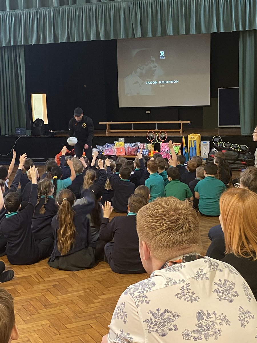 Today we had a very special visitor in school. Ex England Rugby captain Jason Robinson,came to visit as our work with JR sports stars, came to an end. We received a huge amount of sports equipment and are looking forward to putting them to good use. #afterschoolclubs #wellbeing
