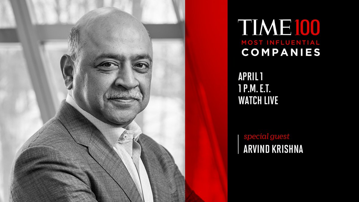 TIME's tweet photo. Join us as we convene leaders from our second annual list of #TIME100Companies including @ArvindKrishna, the Chairman and CEO of IBM. Register now: https://t.co/24oUJbFag8 https://t.co/adCjroxRE6
