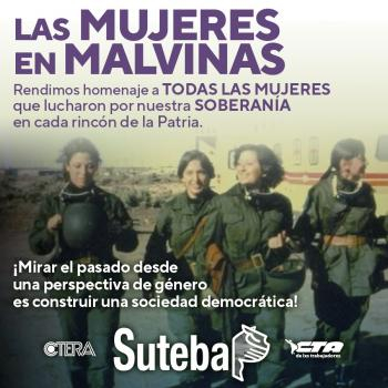 GenerosSUTEBA's tweet photo. NO LAS HEMOS DE OLVIDAR: LAS MUJERES EN MALVINAS
Hoy rendimos homenaje a todas las mujeres que lucharon por nuestra soberanía en cada lugar de la patria.
A 40 años de la guerra, las mujeres de Malvinas siguen luchando por el reconocimiento social. https://t.co/Fuz3KZ9gJy