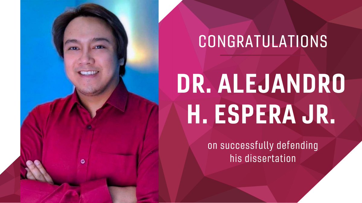 Another successful defense! Congrats to our newest ENGE doctor, <a href="/AlejandroEspera/">Alejandro Espera</a> 🥳 His dissertation is titled, "Through the Lenses of Pedagogical Content Knowledge &amp; Instructor Beliefs: Understanding Engineering Instructors' Enacted Practice." His advisor is <a href="/PittersonNicole/">Nicole Pitterson Ph.D.</a>