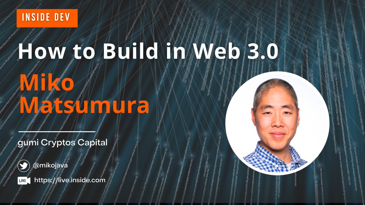 inside's tweet image. ❗️Next up, @mikojava, early-stage unicorn investor &amp;amp; builder @gumiCryptos is on now! Watch him LIVE here: live.inside.com/web3-live  #Web3 #BuildinginWeb3