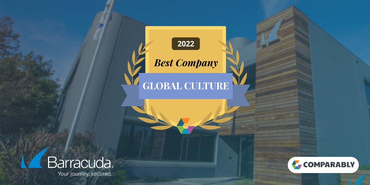 barracuda's tweet photo. Excited to share that Barracuda has been named by @Comparably as one of the top 50 large companies with the Best Global Company Culture https://t.co/DqCkhtq33n #CudaLife #CudaRocks #CompanyCulture https://t.co/41bhjvklkd