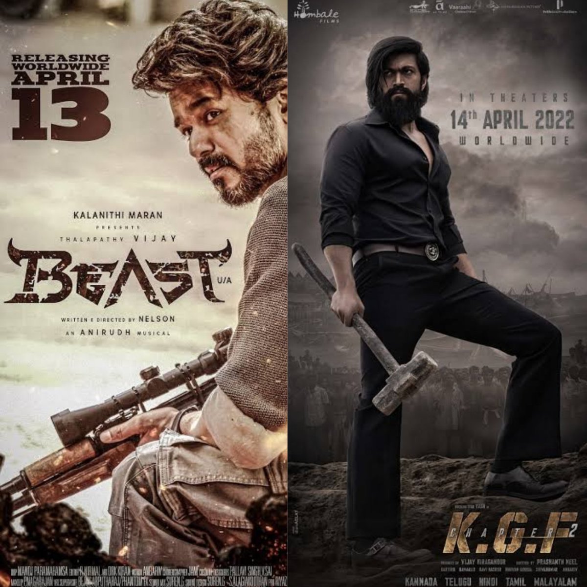 highonkokken's tweet photo. Excited about April 2022. Really looking forward to both films #beastmovie on April13th 2022 and #kgfchapter2 on April 14th 2022.
Let's celebrate Cinema ❤️ ❤️ #beastandkgf #NaangaVeraMaari
#letscelebrate #beastonapril13th #kgf2onapril14th #celebratecinema https://t.co/pa8FHFjA2b
