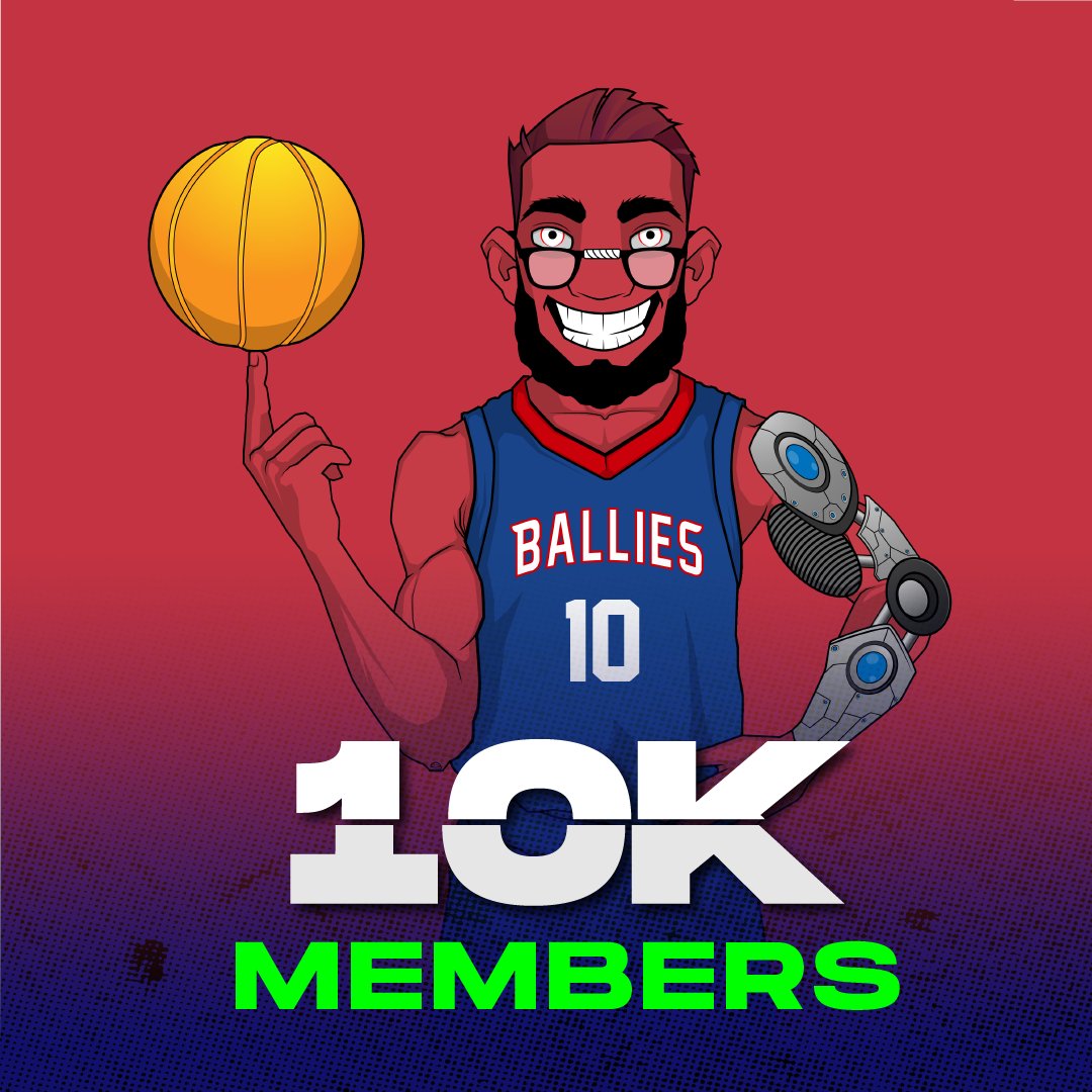 #BalliesFam just reached 10k discord members 🥳🥳

To celebrate this milestone we are giving away Whitelist spots. 10 for 10k? Nah, let's do 20 for 10k 😀
🔹Follow @Ballies_NFT 
🔹Retweet and 
🔹Tag your favorite #NFT influencer or basketball player