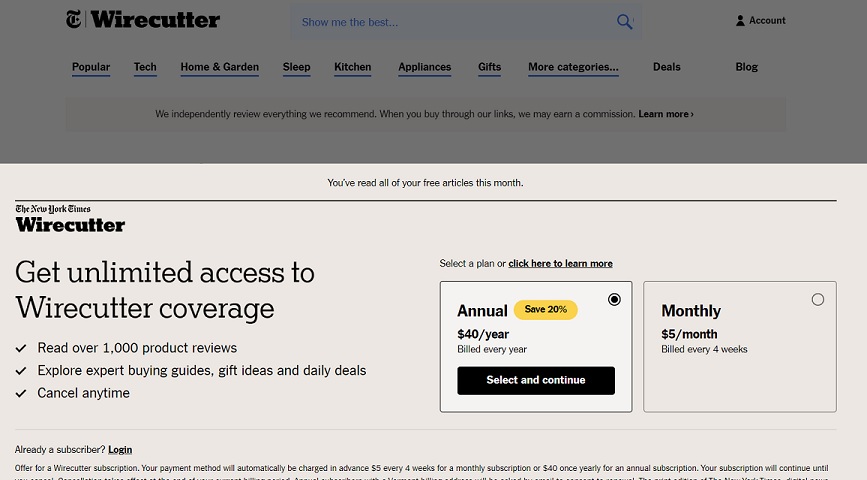 jrhawk42's tweet photo. @wirecutter well looks like I'm done using your site. https://t.co/sMEyAFcu61