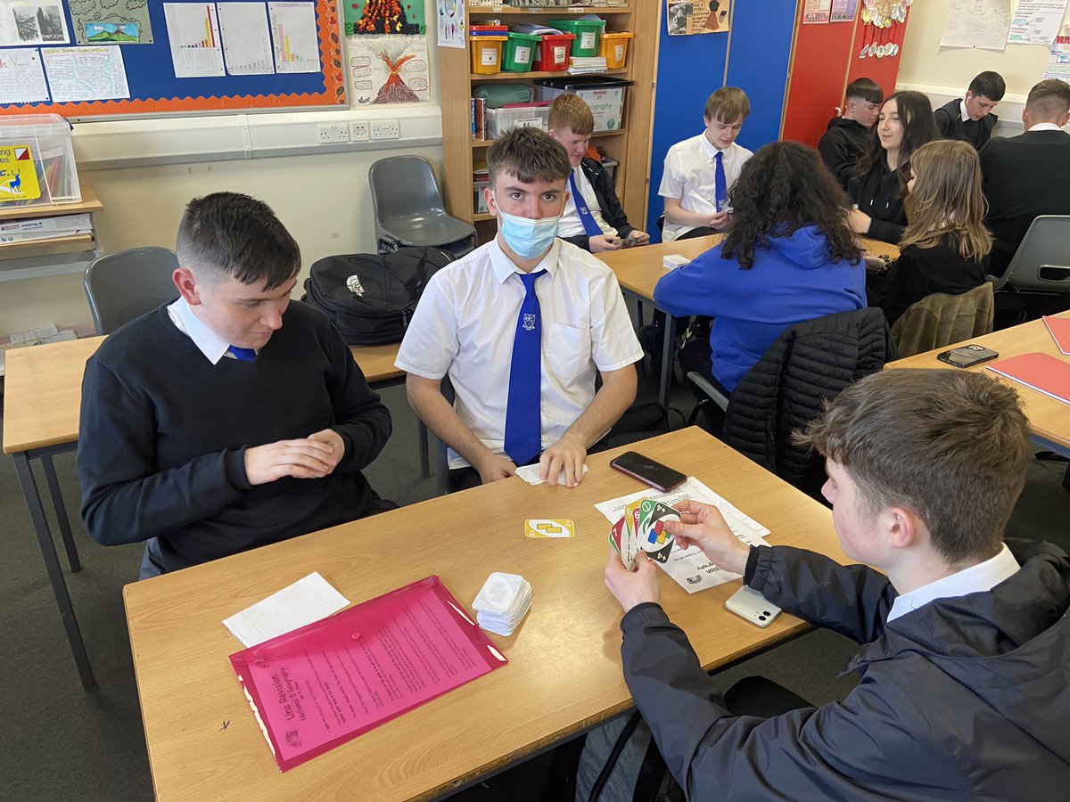 social_sahs's tweet photo. Last revision session with National 5 Geographers today before the holidays. S4 played a fun game of ‘Geography Uno’ to test their knowledge!

#successfullearners #Confidentindividuals #Geography #National5 #Revision #fourweekstogo #Uno #winnerwinner @StAndrewsHS https://t.co/eFPikSkvFn