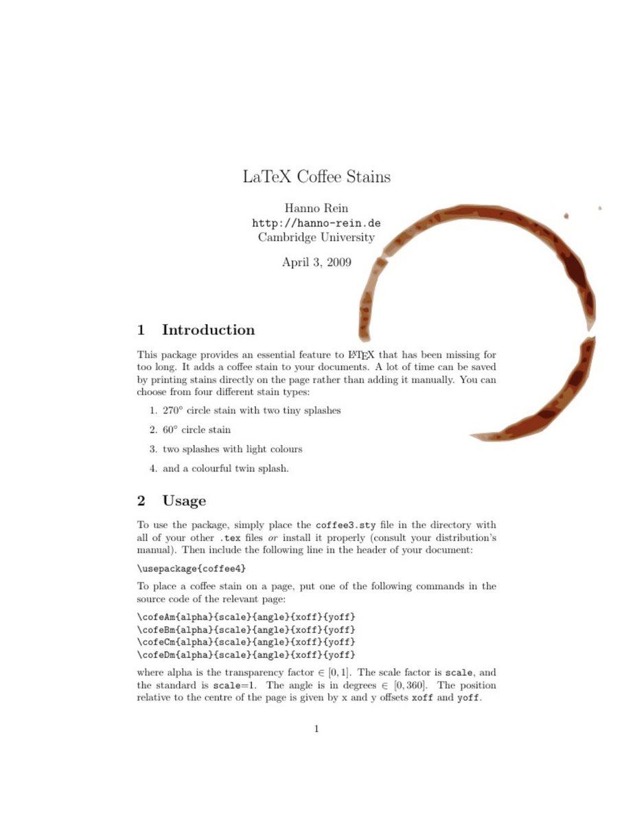 divbyzero's tweet photo. Add a coffee stain to your LaTeX document. https://t.co/QGTvPHOC46 https://t.co/ujTVN7osDB