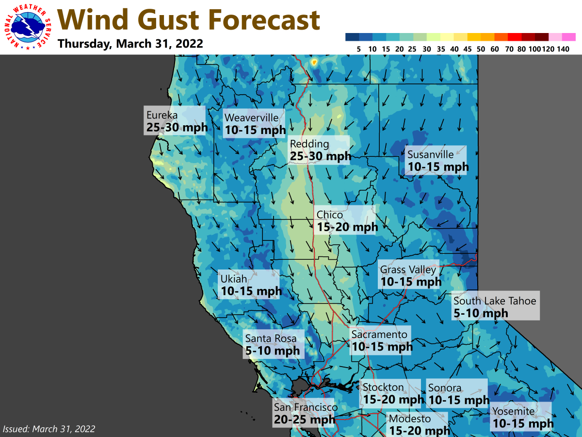 NWSSacramento's tweet photo. Winds have picked up in the northern Sacramento Valley and breezy winds will continue for the afternoon. #CAwx https://t.co/80Z8xvOJLv