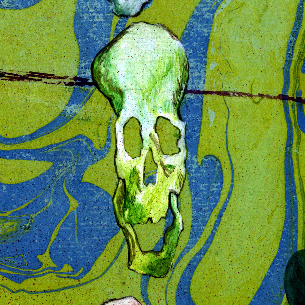 DeadAliveStudio's tweet photo. Descend into Hell, Watercolor and Guache, 1981
This skull is part of a painting I did, showing warped skulls as they make their way down into the abyss.  But now I give them new life as Zygos.
©Jon Messer, 1981
#Skeleton #art #punkrock #skulls #fineart #watercolor #drawing #1980s https://t.co/6kJ0B3BLyC
