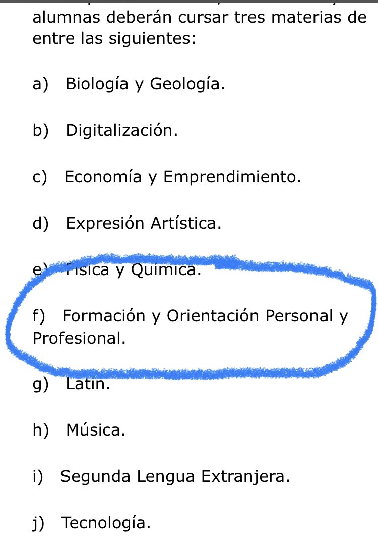 Esta optativa de 4 ESO debería ser impartida por la especialidad de #OrientacionEducativa como refuerzo a la orientación que ejercen las tutorías. Pero con ratio adecuada que permita cumplir con el resto de funciones #1x250 <a href="/OxLaPublica/">OrientaPorLaPública</a> <a href="/EducaAnd/">Consejería Desarrollo Educativo y FP</a> #OrientaRed ¡#POAT de calidad!